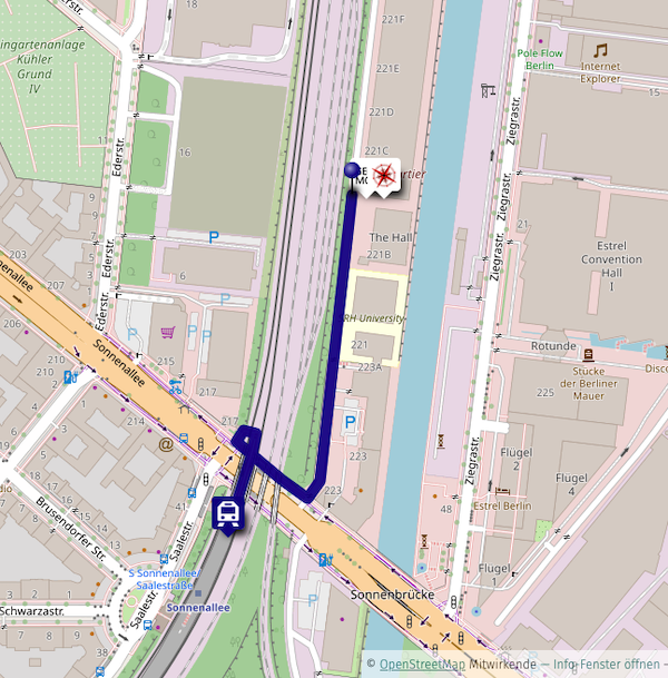 Map showing the exact location of the SRH Shed building